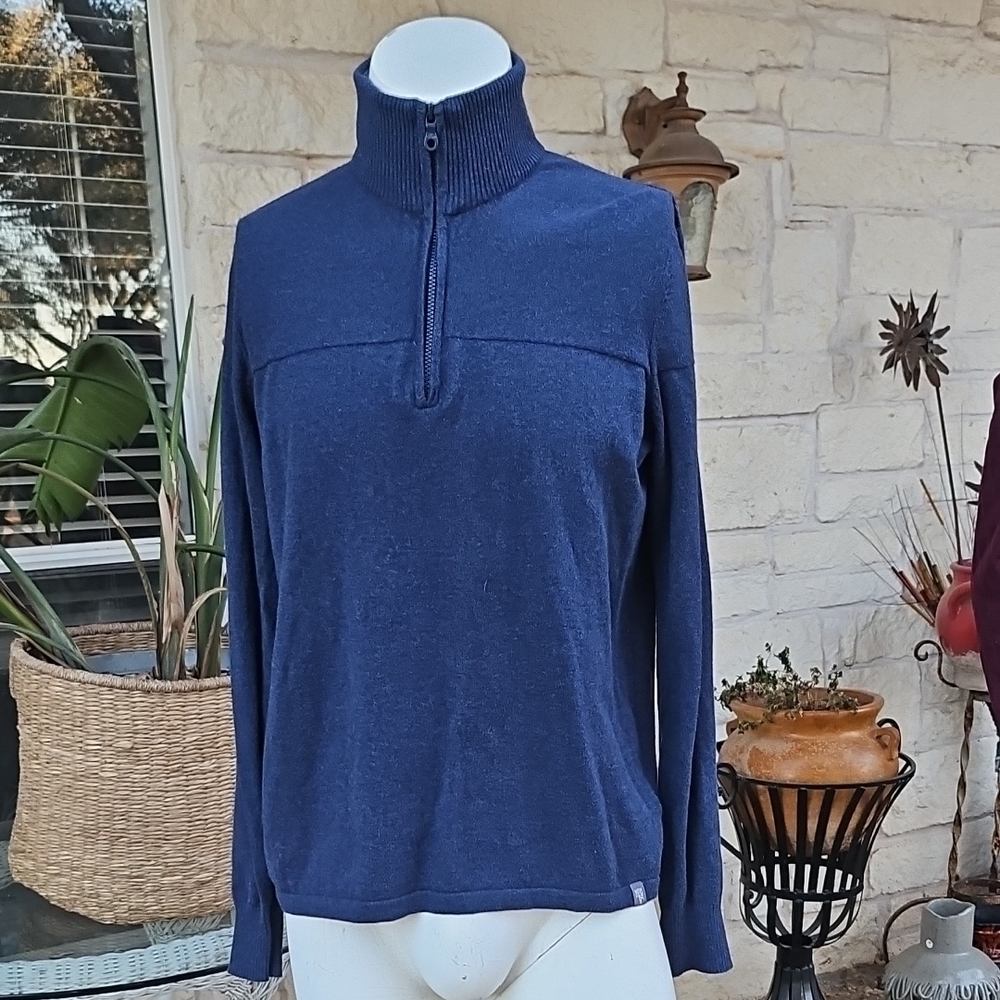 The North Face Sweater Mens L Blue 1/4 Zip Pullover Casual Preppy Knit